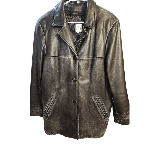 Field Gear Genuine Leather Coat Vtg Black Adult M Removable 3M Thinsulate Liner - Picture 1 of 16